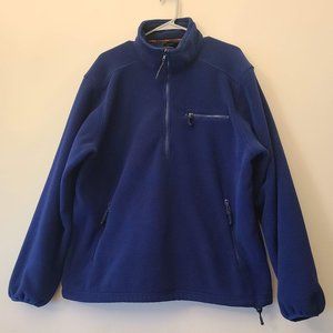VTG LL Bean Outdoors Mens Fleece Half Zip Blue Deep Pile USA Jacket Size Large